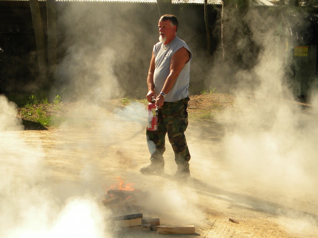 Glenn extinguisher demo