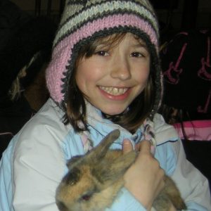winter girl with bunny