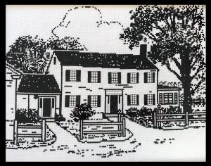 cross stitch black and white of main inn at east hill farm