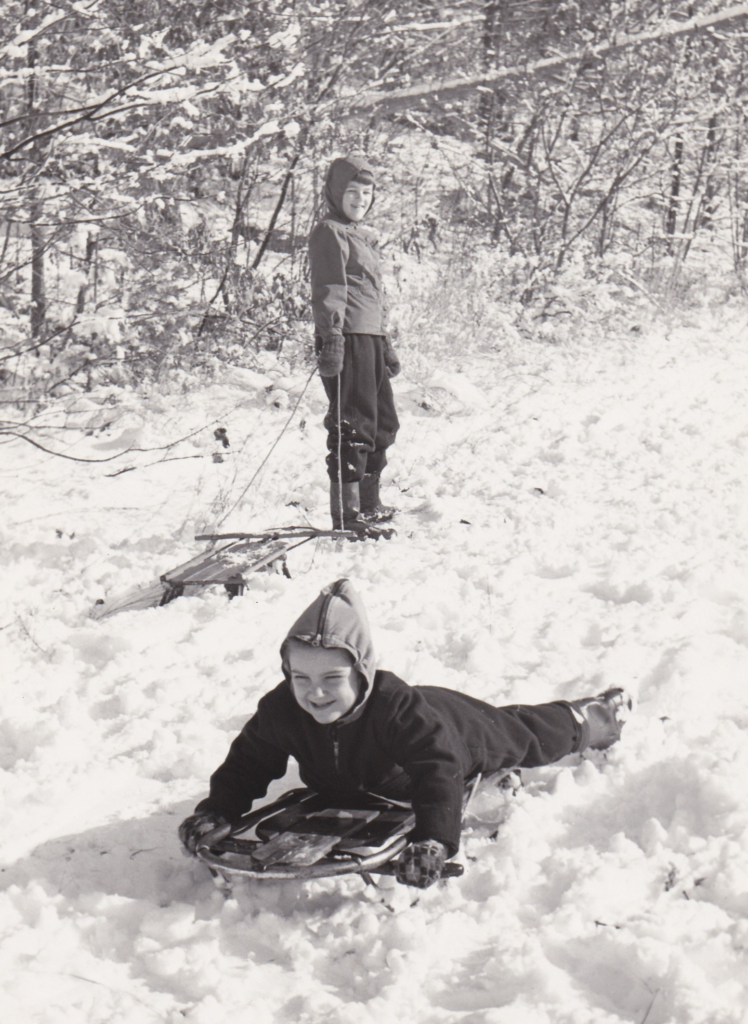 flexible flyer sledding at east hill farm vintage